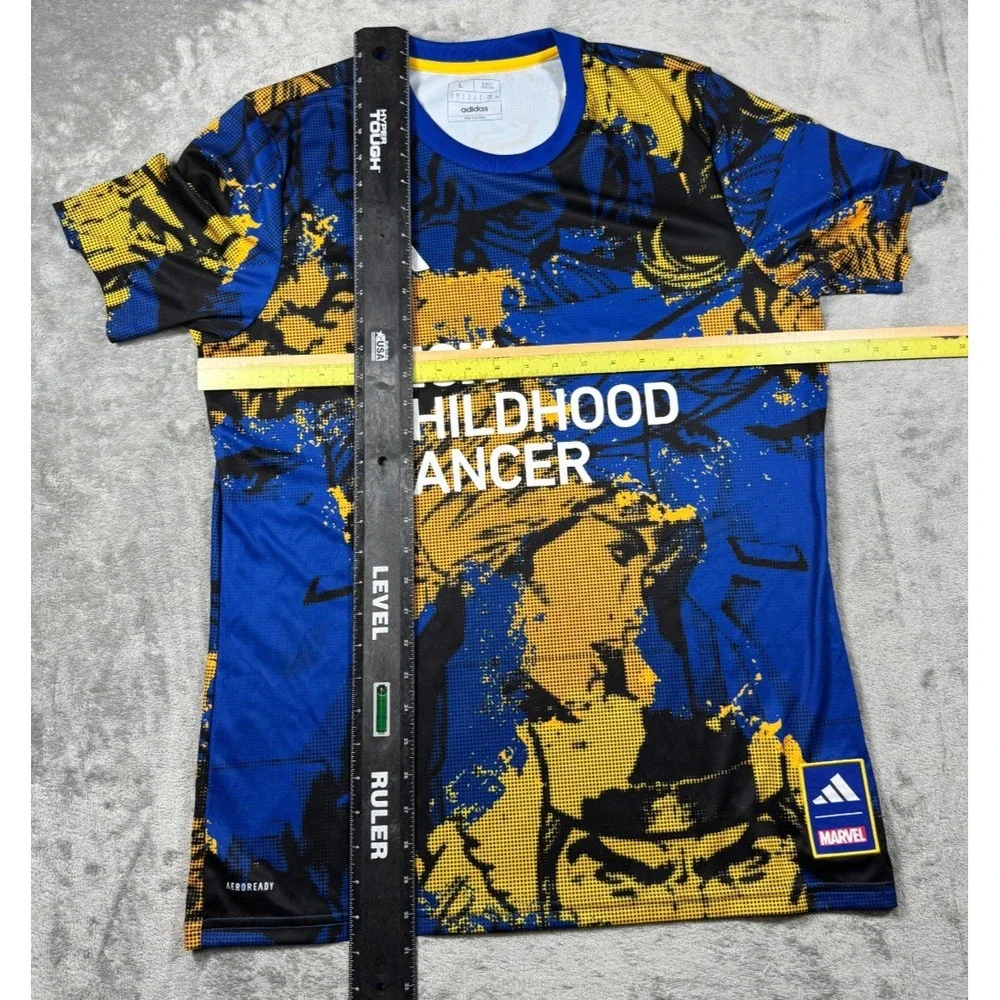 Adidas MLS x Marvel Men's L/G KCC Kick Childhood Cancer Fan Soccer Jersey NWT